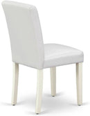 Parson Dining Chairs White Faux Leather Upholstered Pair