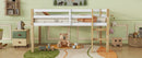 Solid Wooden, Rubber Wooden Twin Loft Bed with Ladder, Bed Platform of Strengthened Slats,Natural-white