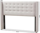 Modern Greyish Beige Winged Tufted Fabric Queen Headboard