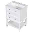 24' Bathroom Vanity With Sink, Bathroom Storage Cabinet with Drawer and Open Shelf, Solid Wood Frame, White (Old Sku:SY999991AAK)