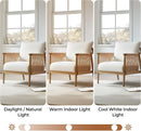 Cream Braided Accent Armchair With Wooden Armrests