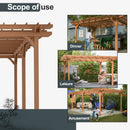12' x 16' Outdoor Gazebo Wooden Grape pergola for Climbing Plant Support, Garden, Terrace, Backyard, Deck, Brown