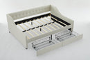 aybed Corner Bed Sofa Bed with Drawers Velvet Upholstered daybed Twin Daybed with Storage, Wood Slat Support (Beige,full,79.9'x58.2'x28.7')