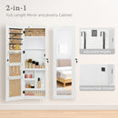 Jewelry Armoire Organizer With Full Length Mirror, Wall Mounted Lockable Cabinet With LED Light