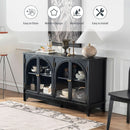 55 Inch Solid Wood Buffet Cabinet Farmhouse Sideboard Black