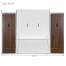 Queen Size Murphy Bed Wall Bed with Closet ,Drawers and Table,White