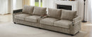 Modern 4-Seater Corduroy Sofa Couch with USB Ports, Hidden Storage Arms, and Flip-Top Cup Holders, Brown, 133 Inches