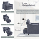 Sleeper Sofa Chair Bed, Convertible Sofa Chair 3-in-1, Adjustable Sleeper Chair Pullout Sofa Bed with Modern Velvet Fabric for Living Room Apartment Small Space, Grey