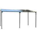 Outdoor Wall-Mounted Gazebo with Sloped Roof Design, UV Protection, and Durable Iron Frame, 14.76x9.22 FT, Gray