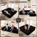 104 Inch Black Corduroy L Shaped Sectional Sofa Deep Set Upholstered Modular Couch No Assembly