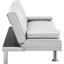 Sofa Bed with Armrest two holders WOOD FRAME, STAINLESS LEG, FUTON WHITE PVC