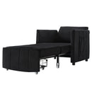 Upholstered Convertible Sleeper Sofa with 5-Position Backrest, Side Pockets, Storage, Black Chenille, 31.5'