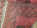 Antique Bukhara Area Rug, Vintage Afghan Bokhara Bashir Rug, 4x6 Hand-Knotted Oriental Carpet, Red & Black Wool Rug, 4' x 5'9
