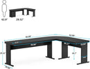 83 Inch L Shaped Executive Desk With 3 Drawer Cabinet