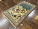 Vintage Persian Qum Pictorial Rug 5x7 - Wool & Silk