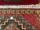 Small Antique Turkish Yastik Rug 2x3, Double Medallions, Geometric, Red, Wool