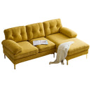 Modern Velvet L-Shaped Sectional Sofa for Living Room or Bedroom, Yellow, 82.6'