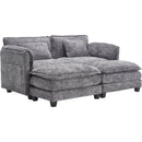 UNITED WE WIN Chenille fabric, solid construction, the overall structure of the sofa is stable, detachable armrests, two foot stools and two-seat sofa with side pockets