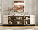 3 In 1 Multifunctional Sideboard Buffet Cabinet With Adjustable Shelves In Light Oak Finish For Living Room