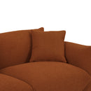 Originality Shapes Curry Lambswool Sherpa 4 Seater Sofa With Metal Legs, Solid Wood Frame Couch with 3 Pillows, Linear and Modular Version Design, Possibility Combined Armchair Current Style