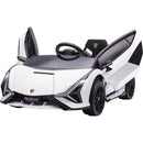 Lamborghini SIAN Licensed Kids Ride On Car, 12V Battery Powered Electric Sports Car Toy with Remote Control, Horn, Music, & Headlights, White