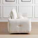 Lamb's wool 2-seater cushion sofa 90" comfortable sofa for living room Bedroom and other casual spaces Lamb's wool sofa with 2 cushions and 2 ball pillows. (BEIGE)two sets