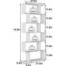 S Shaped Bookshelf White 6 Tier Display Bookcase Office