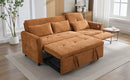 2-in-1 Sofa 82' Three-seater Sofa with Sofa Bed and Reversible Recliner, Orange Chenille