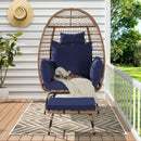 Wicker Egg Chair,Rattan Egg Chair Indoor Outdoor,Oversized Large Egg Chairs 600lbs with Ottoman and Thick Cushions for Porch, Backyard, Balcony
