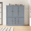 [Assembly Video Provided] TOPMAX 73'' Freestanding Wooden Kitchen Pantry Organizers and Storage Kitchen Cabinet with Drawers Cupboard with Door Shelves and Adjustable Shelves for Dining Room, Gray