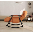 Casual folding rocking chair upholstered, lounge rocking chair adjustable high back and foot rest,side pockets placed in living room bedroom balcony