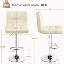 Beige Adjustable PU Leather Swivel Bar Stools Set Of 2