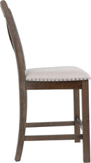 Moriville 24.5 Inch Upholstered Farmhouse Barstools Beige Brown Set of Two