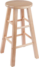 Two Piece 24 Inch Natural Finish Solid Wood Counter Stools