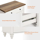 Farmhouse TV Stand For 75 Inch TV Off White 8 Doors