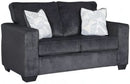 Dark Gray Modern Loveseat With Two Accent Pillows Included