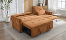 2-in-1 Sofa 82' Three-seater Sofa with Sofa Bed and Reversible Recliner, Orange Chenille