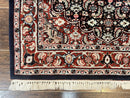 Indo Persian Rug 3x4, Herati Allover Pattern, Midnight Blue and Red, Small Vintage Handmade Wool Rug