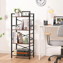 Industrial 4 Tier Narrow Bookcase Berry Brown Space Saving