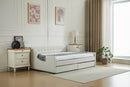 aybed Corner Bed Sofa Bed with Drawers Velvet Upholstered daybed Twin Daybed with Storage, Wood Slat Support (Beige,full,79.9'x58.2'x28.7')