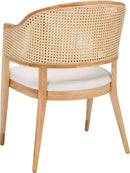 Natural Rattan Accent Chair with Brass Caps Fully Assembled