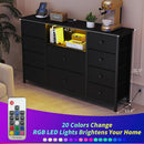 Black Dresser With Charging Station And LED Lights