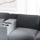 L-shaped 4-seater 105.5''*66.5'' corduroy sofa, large storage armrests with center console, USB charging, left and right seats can be switched, 2 packages of 130