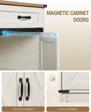 White Brown Farmhouse Buffet Cabinet Adjustable Shelves