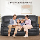 Grey Three Seater Manual Recliner Sofa Modern Living Room