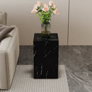 Rectangular Black Marble Texture MDF Coffee Table - Luxurious Design, 11.8*11.8*19.6 Inch, Perfect Living Room Accent