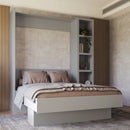 Easy-Lift Queen Murphy Wall Bed in Grey with Bookshelf
