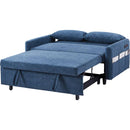 55.1' Pull Out Sleep Sofa Bed Loveseats Sofa Couch with Adjsutable Backrest, Storage Pockets, 2 Soft Pillows, USB Ports for Living Room, Bedroom, Apartment, Office, Blue (Old SKU: WF315689AAC)