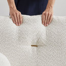 Lamb's wool 2-seater cushion sofa 90" comfortable sofa for living room Bedroom and other casual spaces Lamb's wool sofa with 2 cushions and 2 ball pillows. (BEIGE)two sets