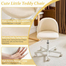 Armless Creamy Beige Teddy Fleece Office Desk Chair With Wheels